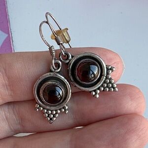 Vintage 925 Sterling Silver Garnet Earrings